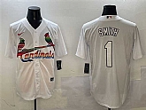 Men's St. Louis Cardinals #1 Ozzie Smith White Cool Base Stitched Jersey,baseball caps,new era cap wholesale,wholesale hats